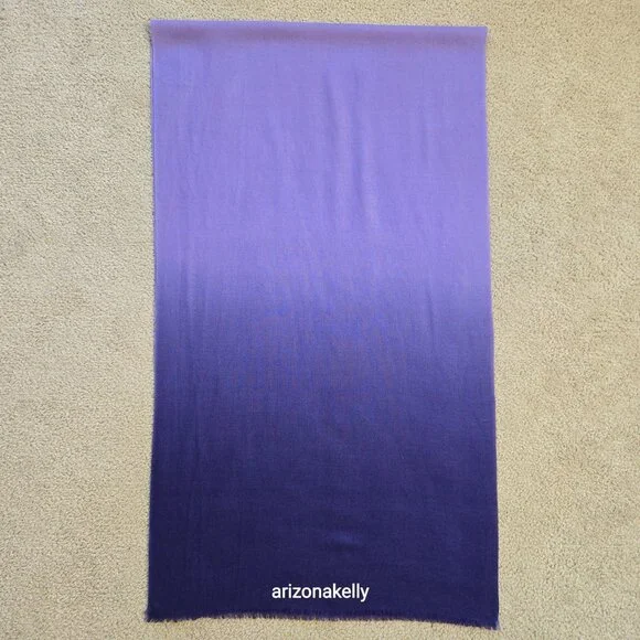 Wool/Cashmere Ombre Gradient Blue Scarf - Picture 8 of 8